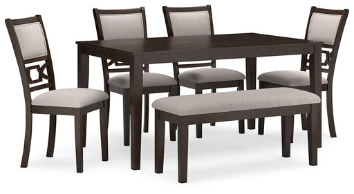 Langwest Dining Table and 4 Chairs and Bench (Set of 6) Dining Table Ashley Furniture