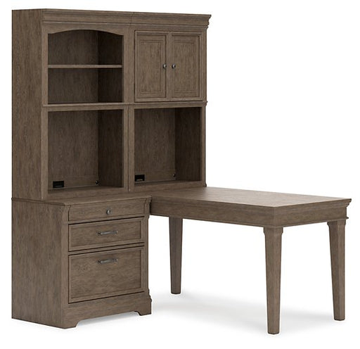 Janismore 4-Piece Bookcase Wall Unit with Desk Desk Ashley Furniture