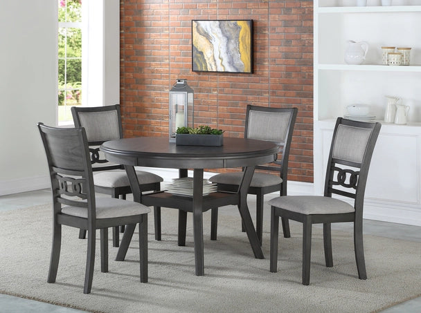 Gia Grey Dining 5 Pc. Circular Set Dining Table Side Chair New Classic
