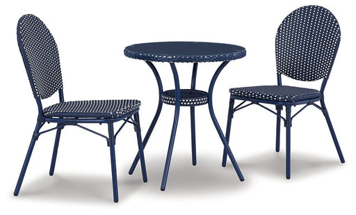 Odyssey Blue Outdoor Table and Chairs (Set of 3) Outdoor Dining Table Ashley Furniture