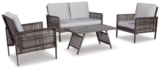 Lainey Outdoor Love/Chairs/Table Set (Set of 4) Outdoor Seating Set Ashley Furniture