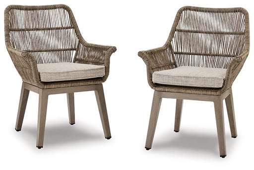 Beach Front Arm Chair with Cushion (Set of 2) Outdoor Dining Chair Ashley Furniture