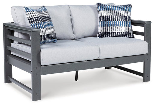 Amora Outdoor Loveseat with Cushion Outdoor Seating Ashley Furniture