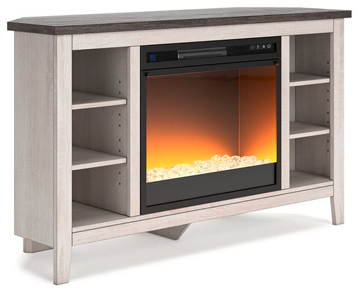 Dorrinson Corner TV Stand with Electric Fireplace TV Stand Ashley Furniture